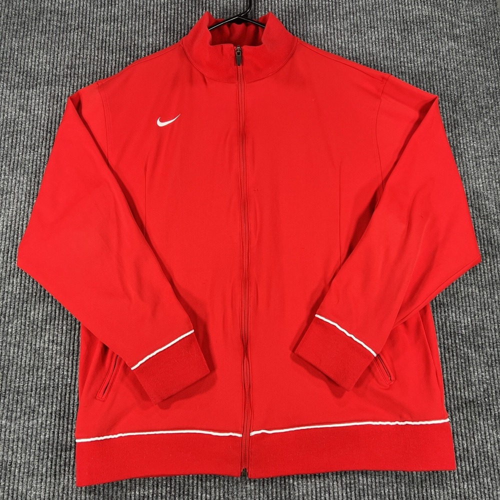 Nike Team Jacket Mens XL Extra Large‎ Red Full Zip Long Sleeve Active Sharp